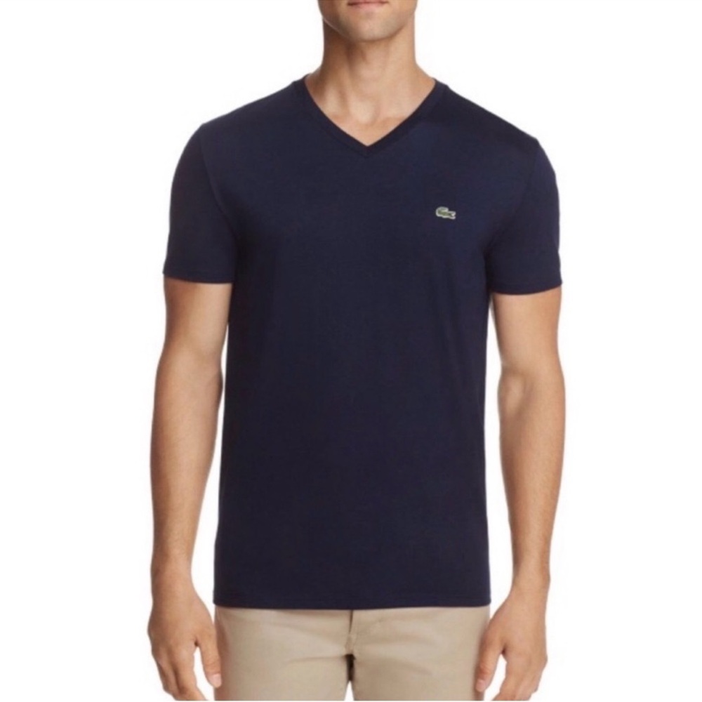 Lacoste Pima cotton v-neck tee shirt. Size medium.